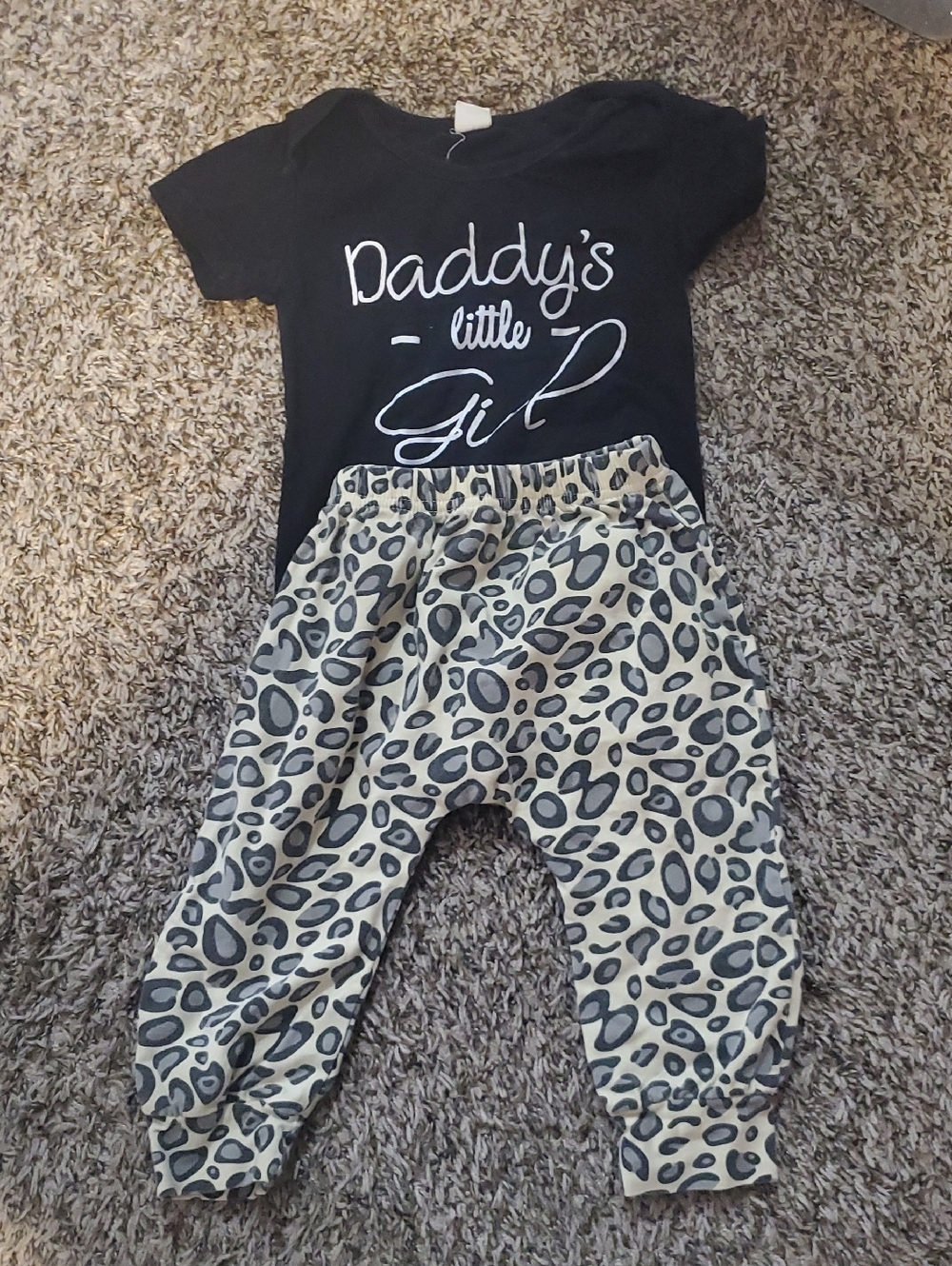 Daddy's Little Girl Black Tee & Leopard Jogger Set